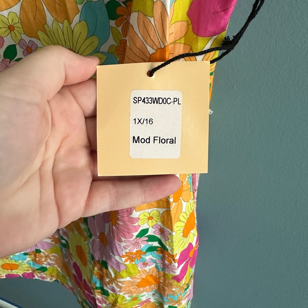 Smak Parlour Plus Size 1960s Rainbow Mod Floral Sleeveless Shift Dress - 1X/16 - Picture 3 of 5